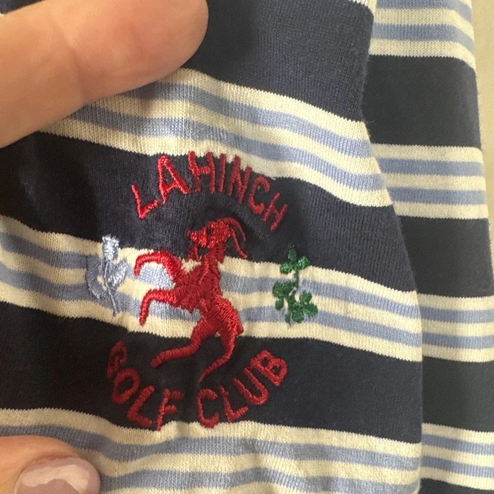 Polo Golf Ralph Lauren Blue Striped Short Sleeve Polo Shirt‎ Lahinch Golf Club L